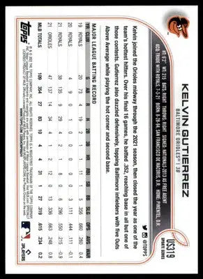 Kelvin Gutierrez 2022 Topps Update #US319 Baltimore Orioles - Baseball Card Single