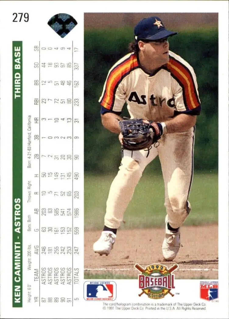 Ken Caminiti 1992 Upper Deck MLB #279 Baseball Card Houston Astros