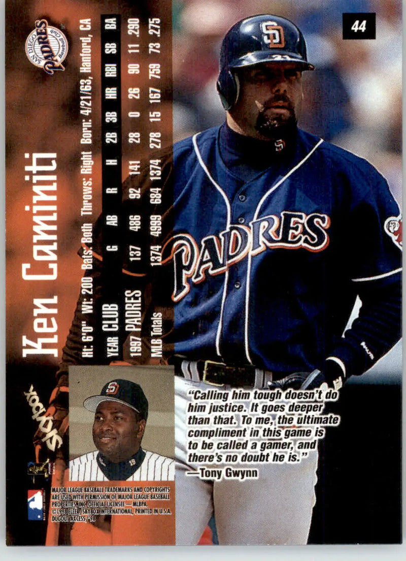 Ken Caminiti - 1998 SkyBox Dugout Axcess - #44 - Baseball - Baseball Card Single