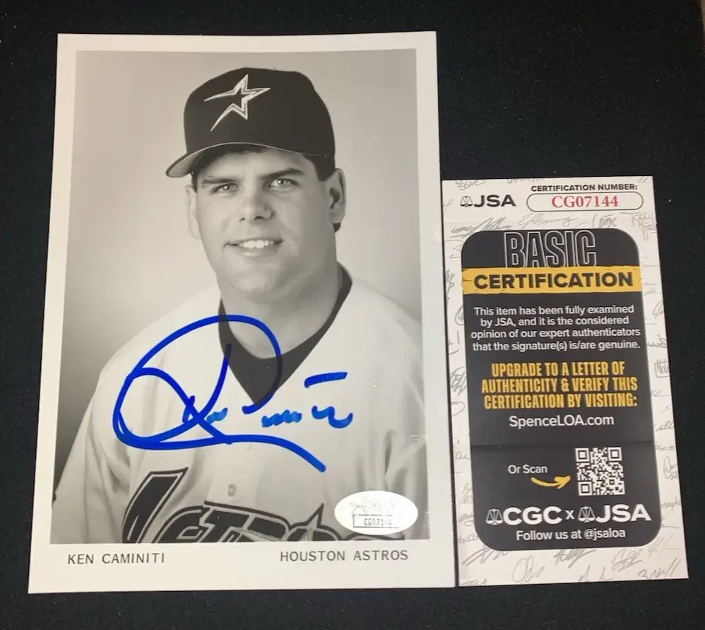 Autographed Ken Caminiti Houston Astros 5x7 glossy team photo with JSA certification