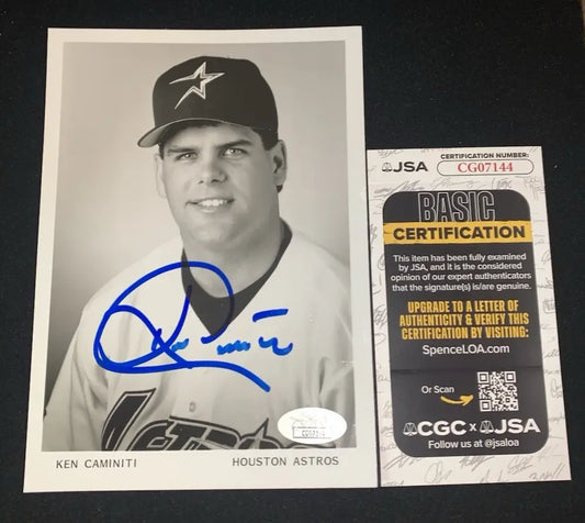 Autographed Ken Caminiti Houston Astros 5x7 glossy team photo with JSA certification