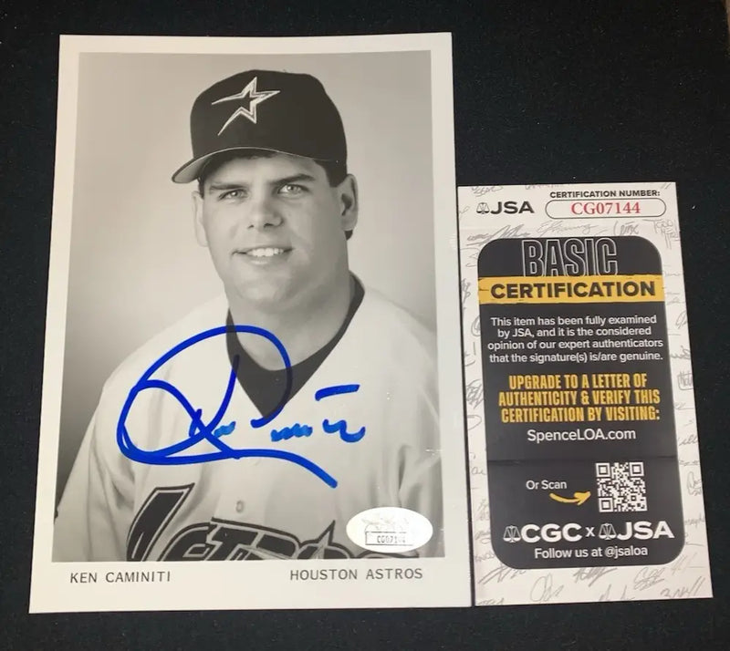 Autographed Ken Caminiti Houston Astros 5x7 glossy team photo with JSA certification