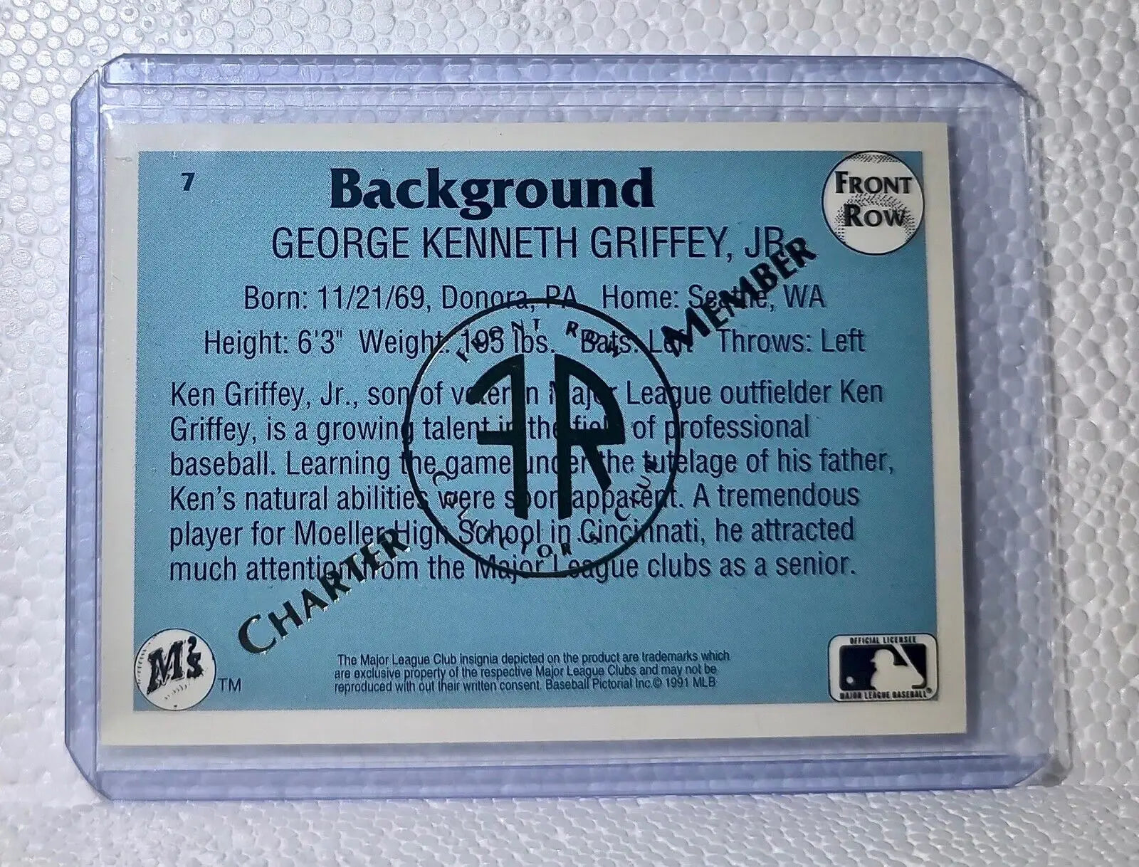 Ken Griffey Jr. 1991 Front Row MLB #7 Charter Member Baseball Card Mariners - Baseball Card Single