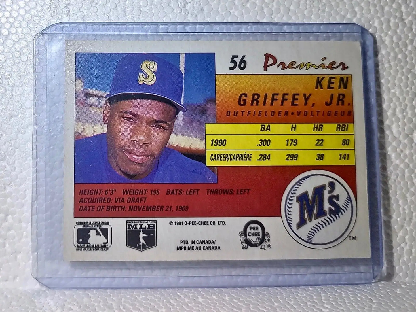 Ken Griffey Jr. 1991 O-Pee-Chee MLB #56 Premier Baseball Card Seattle Mariners - Baseball Card Single