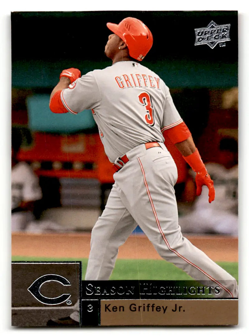 Ken Griffey Jr. Cincinnati Reds baseball cards lot featuring multiple collectible cards