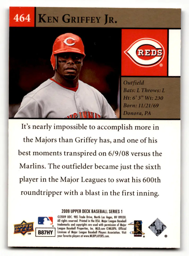 Ken Griffey Jr. Cincinnati Reds baseball card in a 6-card lot collection