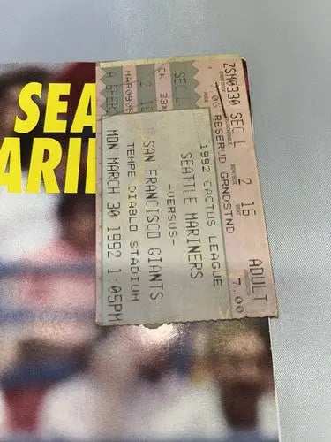 KEN GRIFFEY JR Mar 30 1992 SEATTLE MARINERS Spring Training Program Ticket Stub - Sports Memorabilia