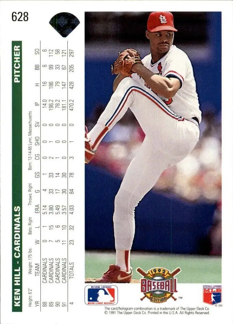 Ken Hill 1992 Upper Deck MLB #628 Baseball Card St. Louis Cardinals