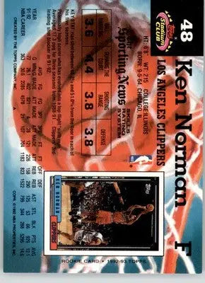 Ken Norman - 1992-93 Stadium Club - #48 - Basketball - Basketball Card Single