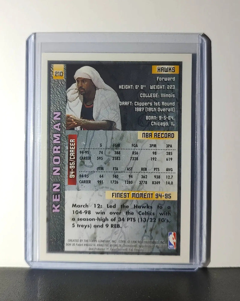 Ken Norman 1995-96 Topps Finest NBA #210 Card Atlanta Hawks