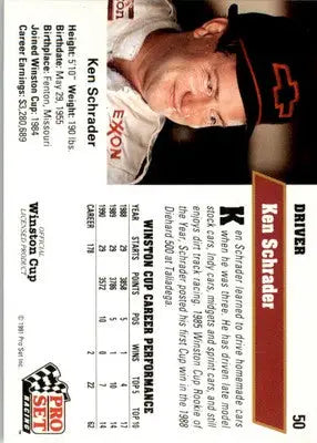 Ken Schrader - 1991 Pro Set - #50 - Racing - Racing Card Single