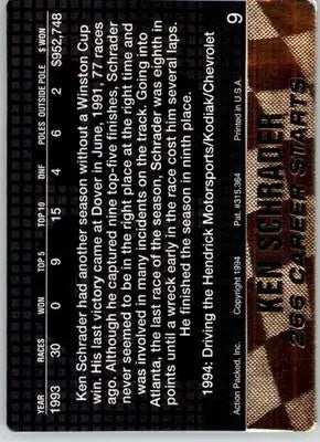 Ken Schrader - 1994 Action Packed - #9 - Racing - Racing Card Single