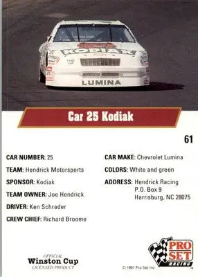 Ken Schrader’s Car - 1991 Pro Set - #61 - Racing - Racing Card Single