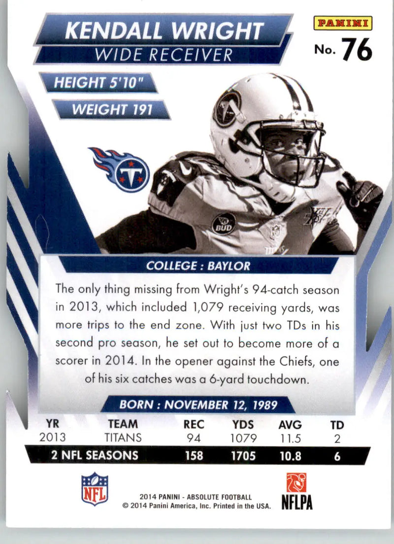 Kendall Wright - 2014 Panini Absolute - #76 - Retail Football