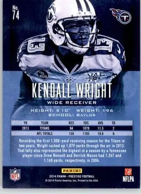 Kendall Wright - 2014 Panini Prestige - #74 - Football - Football Card Single