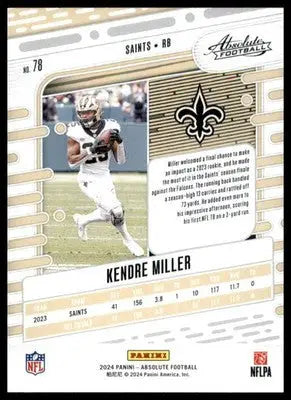 Kendre Miller 2024 Panini Absolute Retail #78 New Orleans Saints Football Card - Football Card Single