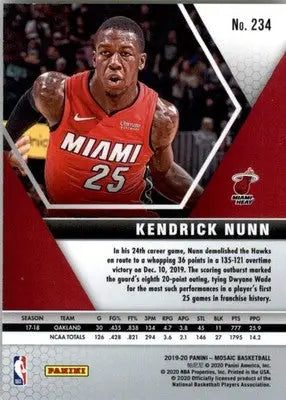 Kendrick Nunn - 2019-20 Panini Mosaic - #234 - RC Basketball - Basketball Card Single