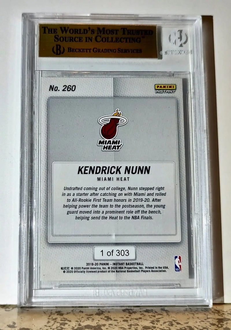 Kendrick Nunn 2019-20 Panini NBA #260 Rookie Card 1 of 303 BGS 9 Mint Miami Heat - Basketball Card Single
