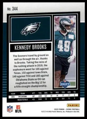 Kennedy Brooks Rookie 2022 Score #344 Philadelphia Eagles - Football Card Single