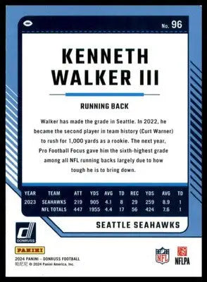 Kenneth Walker III 2024 Donruss #96 Seattle Seahawks - Football Card Single