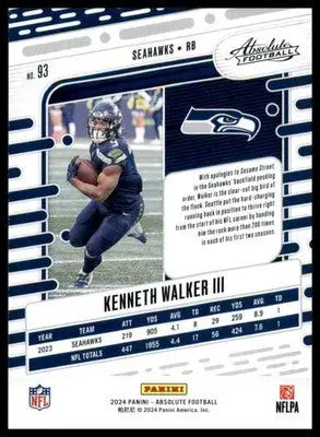 Kenneth Walker III 2024 Panini Absolute Retail #93 Seattle Seahawks - Football Card Single