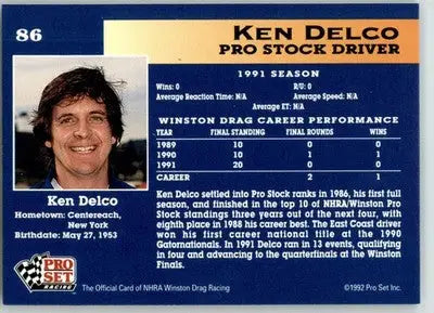 Kenny Delco - 1992 Pro Set NHRA - #86 - Racing - Racing Card Single