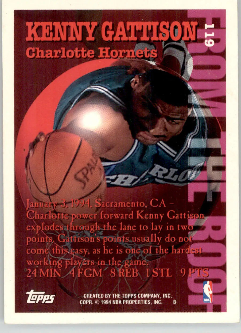 Kenny Gattison - 1994-95 Topps - #119 - Basketball - Basketball Card Single