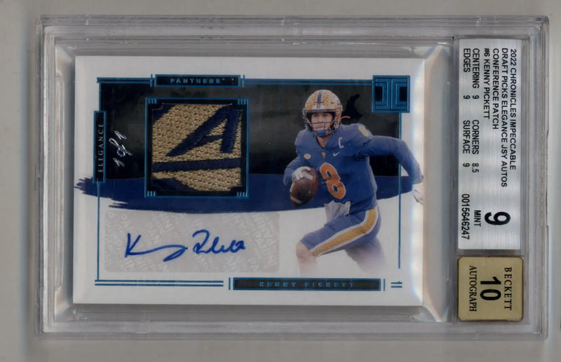 Kenny Pickett 2022 Chronicles Impeccable Draft Picks Elegance Conference Patch Auto 1/1 BGS 9 Mint - Football Card