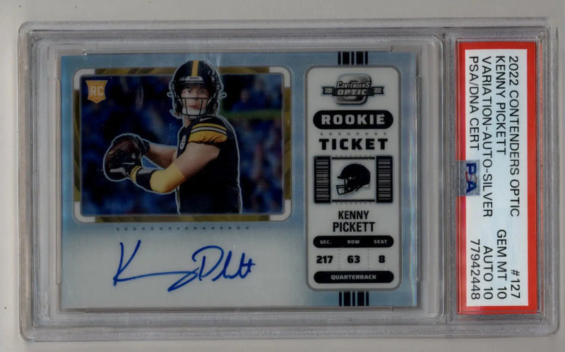 Kenny Pickett 2022 Contenders Optic Variation Silver Auto PSA 10 Gem Mint Auto 10 - Football Card Single
