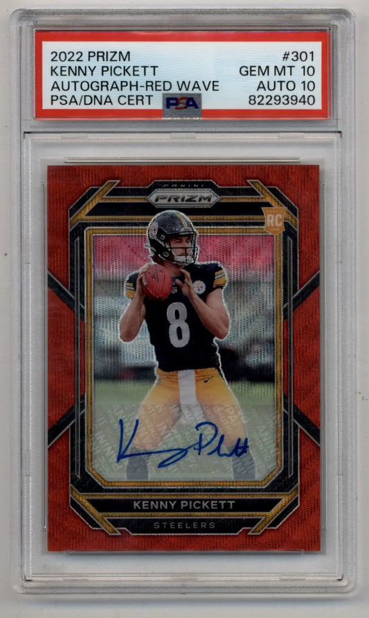 Kenny Pickett 2022 Prizm Red Wave Auto140/149 PSA 10 Gem Mint Auto 10 - Football Card Single
