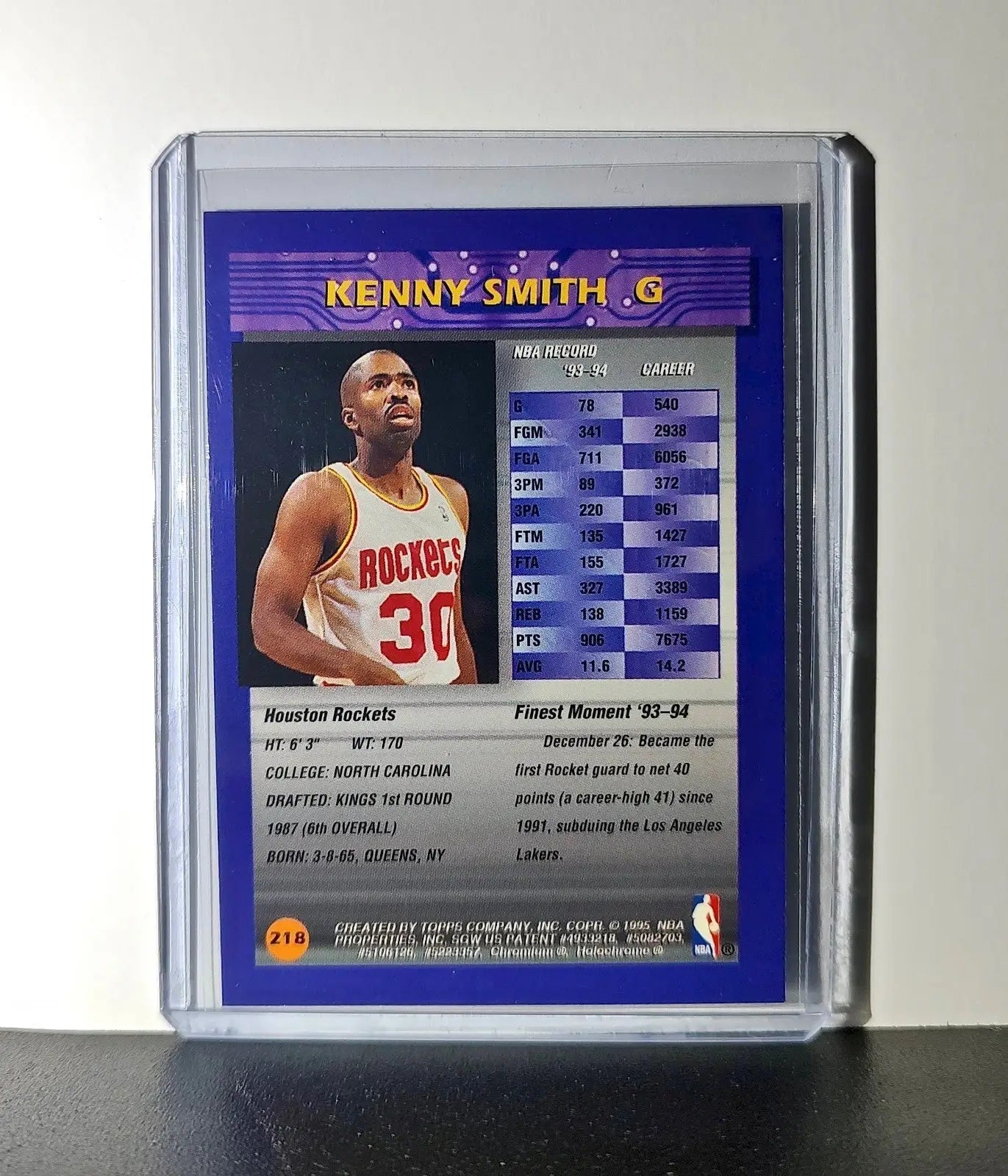 Kenny Smith 1994-95 Topps Finest #218 Basketball Card - Basketball Card Single