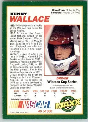 Kenny Wallace - 1993 Maxx - #40 - Racing - Racing Card Single