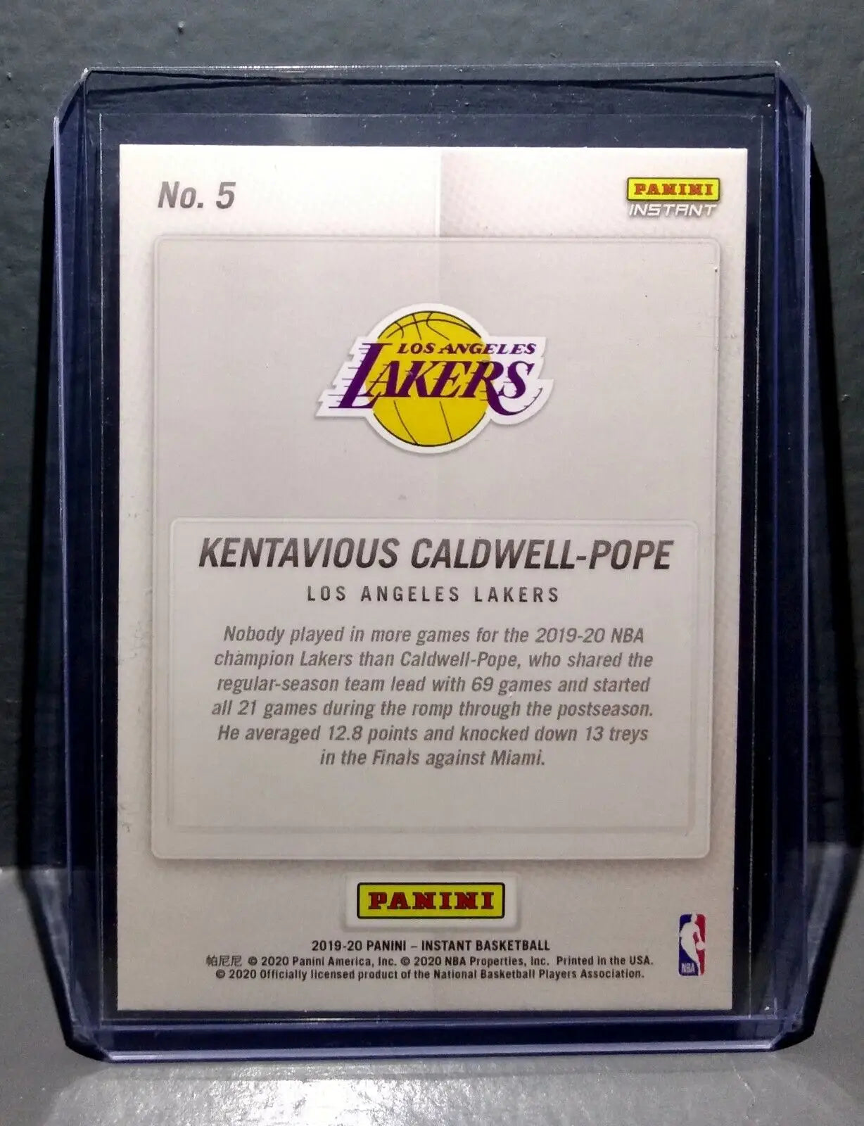 Kentavious Caldwell-Pope 2020 Panini LA Lakers NBA Champions #5 Basketball Card