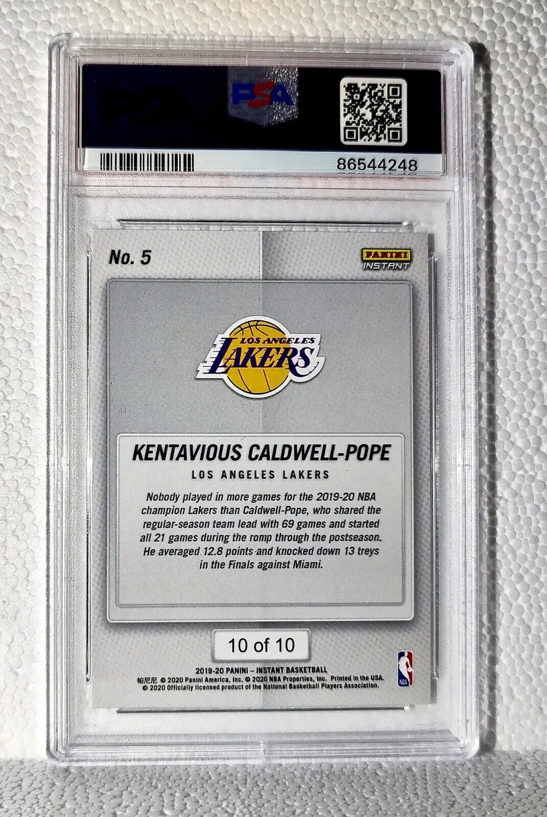 Kentavious Caldwell-Pope 2020 Panini NBA Champions 5 Green Card 10/10 PSA 9 Mint
