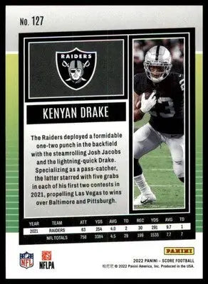 Kenyan Drake 2022 Score #127 Las Vegas Raiders - Football Card Single