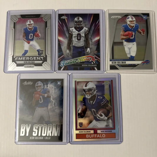 Keon Coleman 2024 Prism Absolute & Topps Chrome 5 Card Lot - Football Card Single