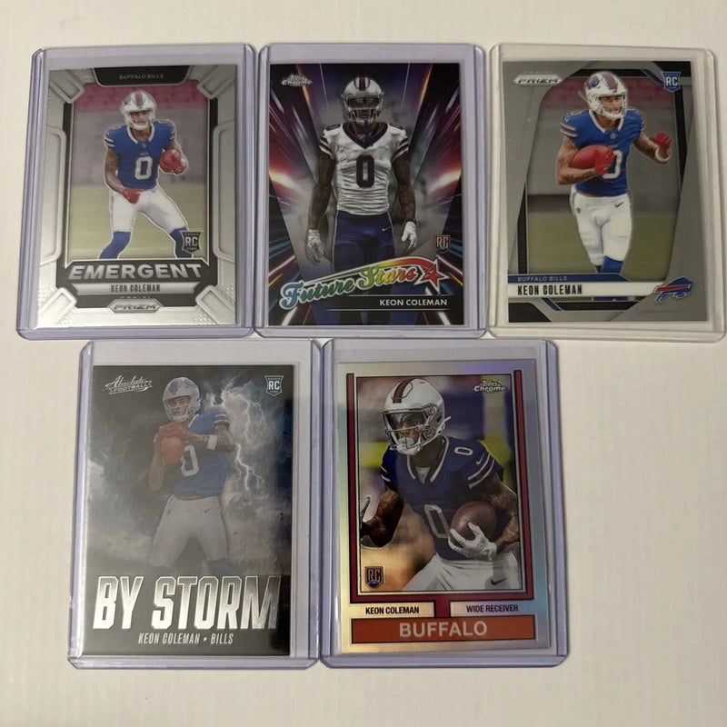 Keon Coleman 2024 Prism Absolute & Topps Chrome 5 Card Lot - Football Card Single
