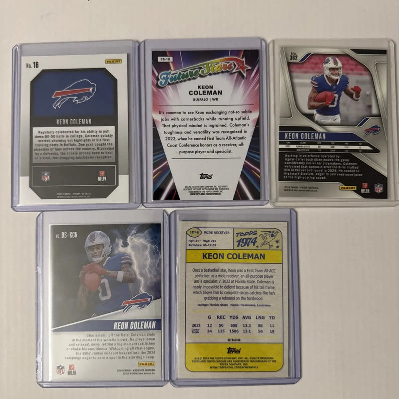 Keon Coleman 2024 Prism Absolute & Topps Chrome 5 Card Lot - Football Card Single