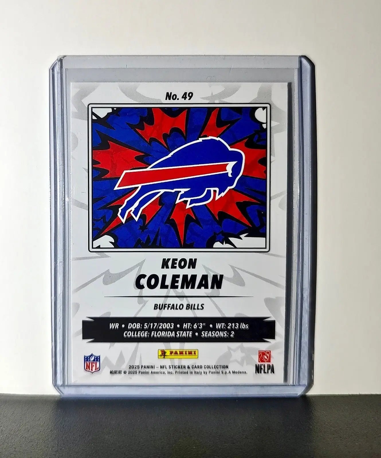 Keon Coleman 2025 Panini NFL #49 Sticker Card Buffalo Bills