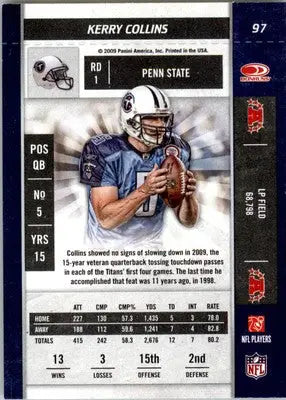 Kerry Collins - 2009 Playoff Contenders - #97 - Football - Football Card Single