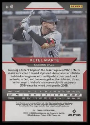 Ketel Marte 2021 Panini Prizm #41 Arizona Diamondbacks - Baseball Card Single