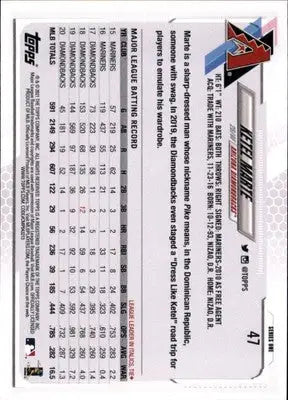 Ketel Marte 2021 Topps #47 Arizona Diamondbacks - Baseball Card Single