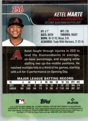 Ketel Marte - 2022 Stadium Club Chrome - #256 - Baseball - Baseball Card Single
