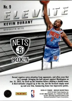 Kevin Durant - 2020-21 Panini Mosaic - #9 - Elevate Basketball - Basketball Card Single