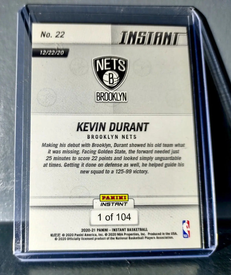 Kevin Durant 2020-21 Panini NBA Instant #22 Basketball Card 1 of 104 - Basketball Card Single