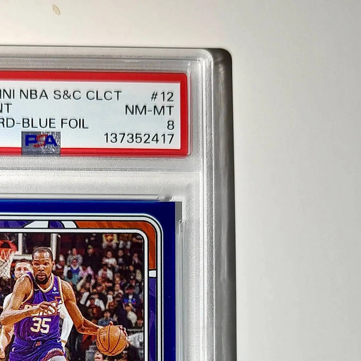 Kevin Durant 2024-25 Panini NBA #12 Sticker 204/215 Blue Foil PSA 8 NM-MT