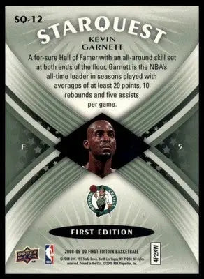Kevin Garnett 2008-09 Upper Deck First Edition StarQuest Green #SQ-12 Celtics - Basketball Card Single