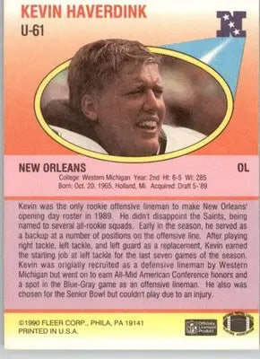 Kevin Haverdink - 1990 Fleer Update - #U-61 - Football - Football Card Single