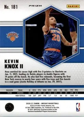 Kevin Knox II - 2020-21 Panini Mosaic - #181 - Mosaic Green Basketball - Basketball Card Single