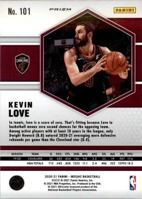 Kevin Love - 2020-21 Panini Mosaic - #101 - Mosaic Reactive Yellow Basketball - Basketball Card Single